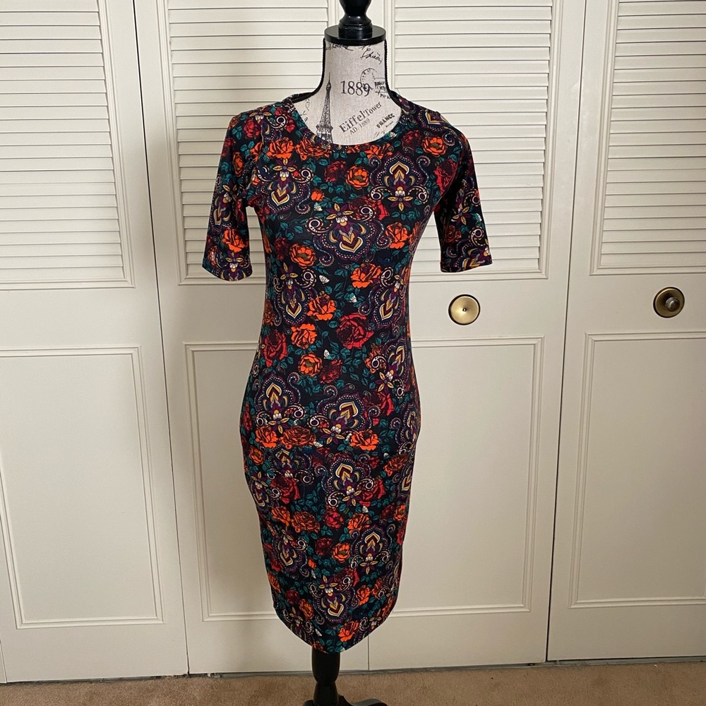LulaRoe JULIA floral paisley midi sheath dress